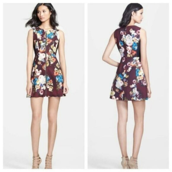 McGinn Emily Floral Zip Front Dress NWT 6 - Picture 1 of 6